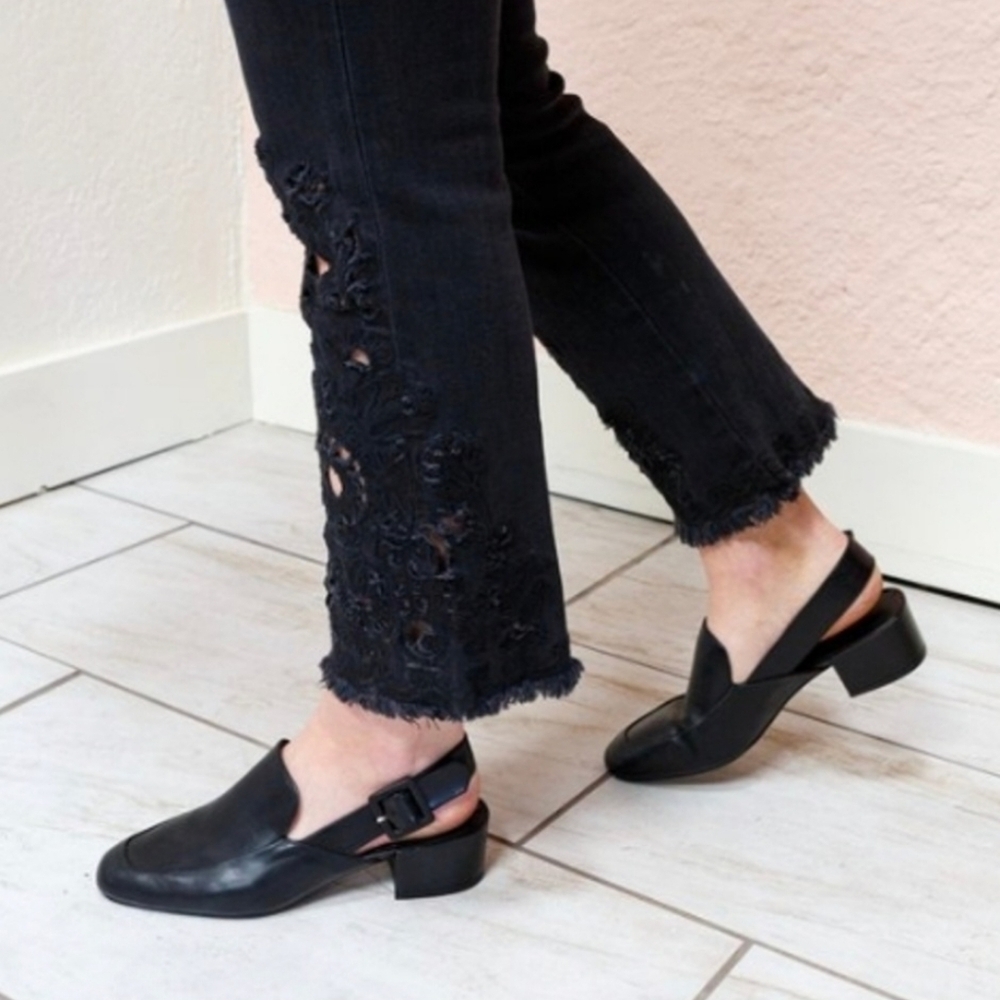 Free People Cutwork Cigarette Jeans   Women 25 Faded Black High Rise Bohemian - Picture 2 of 9